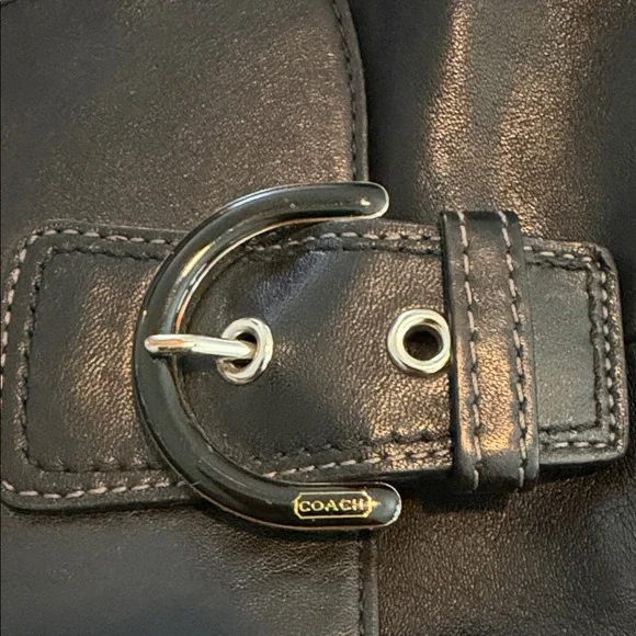 Coach Black Leather Crossbody Bag with Buckle Detail - Picture 8 of 9